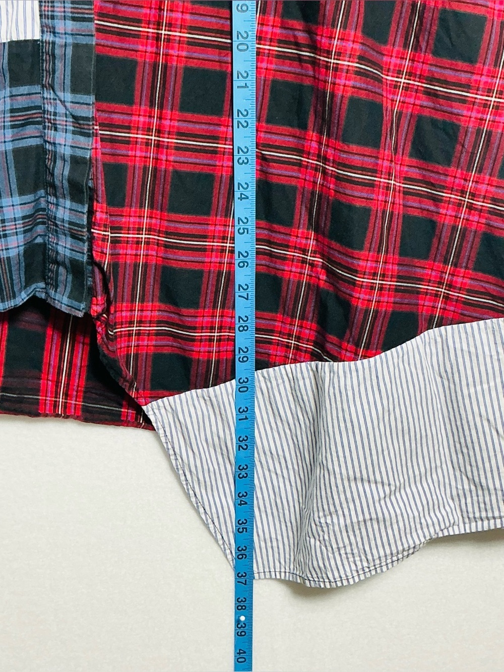 ZARA Mixed Patchwork Plaid & Striped Button Down Shirt - Size M - Picture 5 of 9